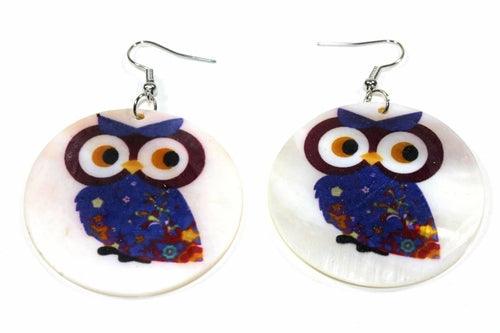 Curious Baby Owl With Flower Wings Mother Of Pearl Earrings - Brand My Case