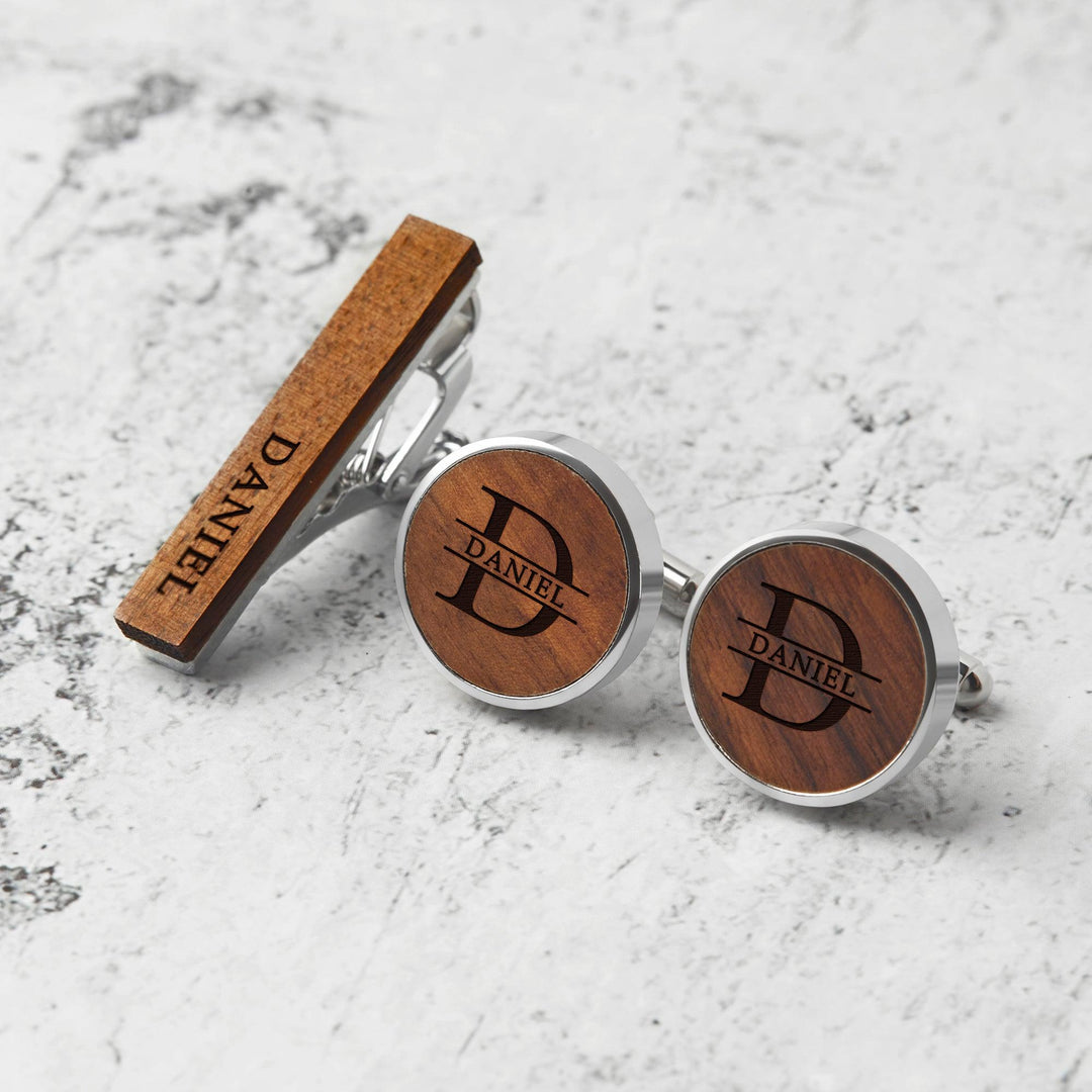 Custom Wood Cufflinks Box, Groomsmen Cufflinks, Monogram Cufflinks - Brand My Case