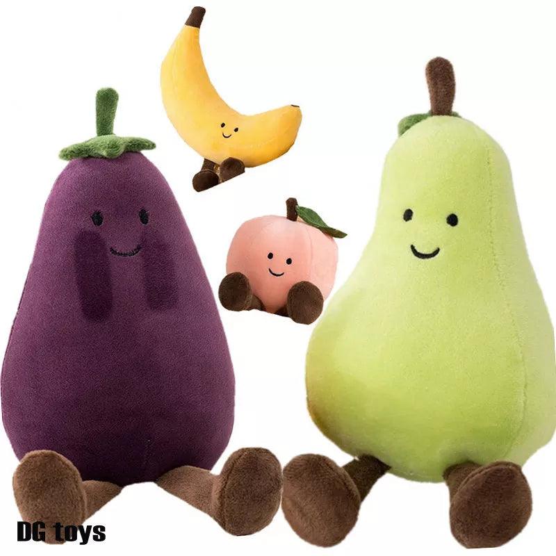 Cute Face Vegetable Eggplant Plushie Doll Stuffed Soft Fruit Pear Peach Tangerinr Banana Baby Appease Toy for Kids Birthday Gift - Brand My Case