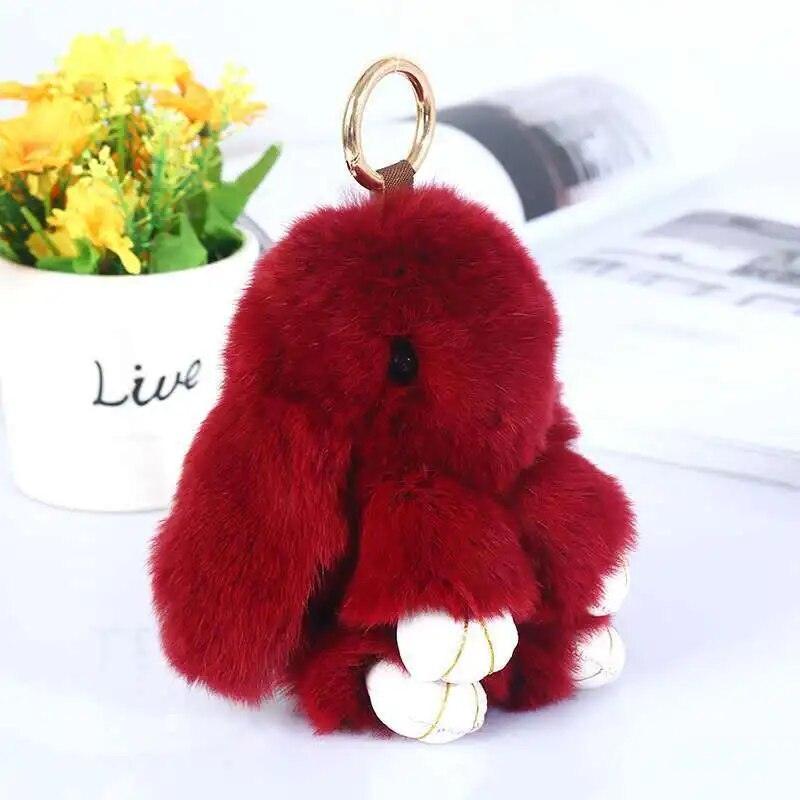 Cute Plush Bunny Keychain Women Fur Angel Rabbit Key Ring Plush Dolls Toy Girls Bag Car Key Pendant 14cm - Brand My Case