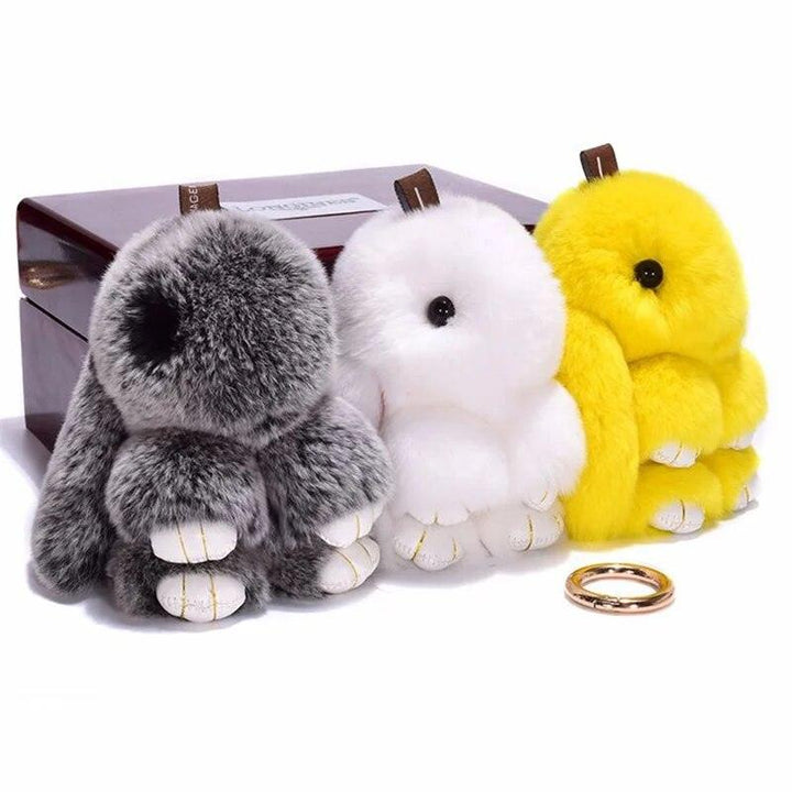 Cute Plush Bunny Keychain Women Fur Angel Rabbit Key Ring Plush Dolls Toy Girls Bag Car Key Pendant 14cm - Brand My Case