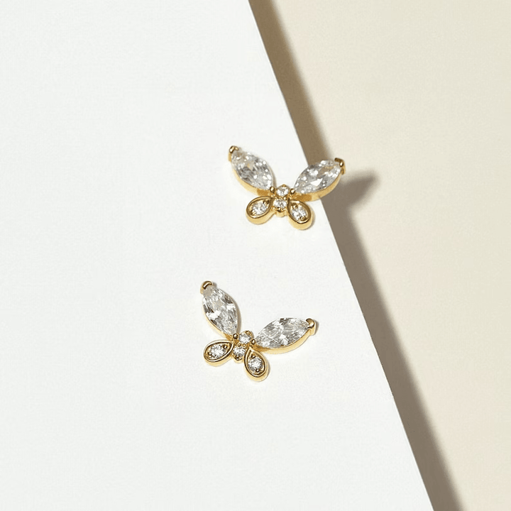 CZ Stone Butterfly Stud Earrings, Tiny Butterfly Studs - Brand My Case