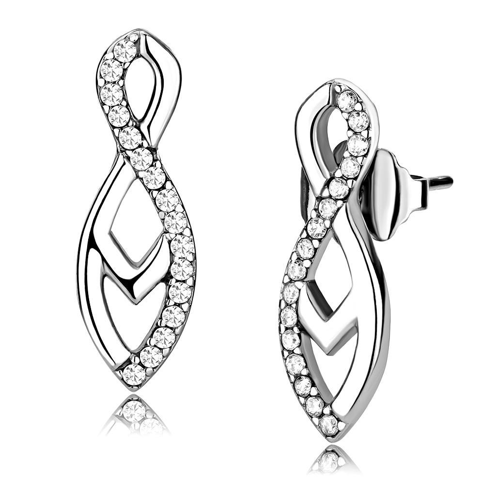 DA176 - High polished (no plating) Stainless Steel Earrings with AAA - Brand My Case