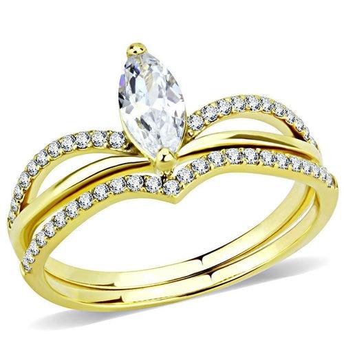 DA276 - IP Gold(Ion Plating) Stainless Steel Ring with AAA Grade CZ - Brand My Case