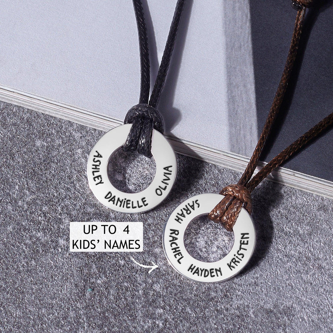 Dad Necklace With Kids Names, Engraved Dad Gift, Men Custom Necklace - Brand My Case