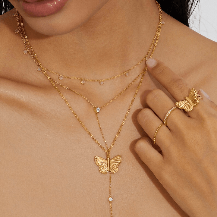 Dainty Butterfly Necklace, Butterfly Gold Necklace, Women Jewelry - Brand My Case