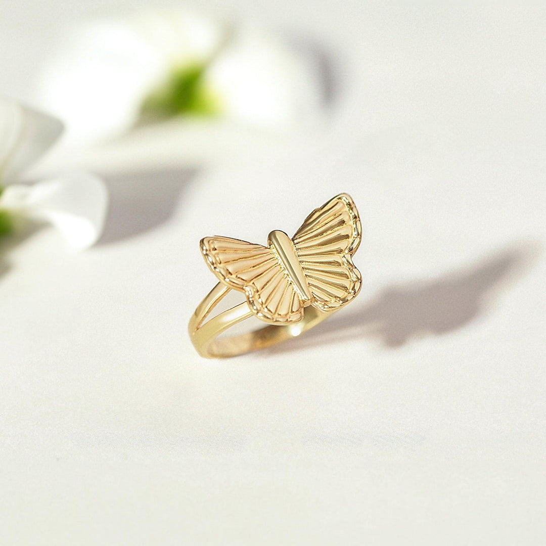 Dainty Butterfly Ring, Butterfly Gold Ring, Women Jewelry - Brand My Case