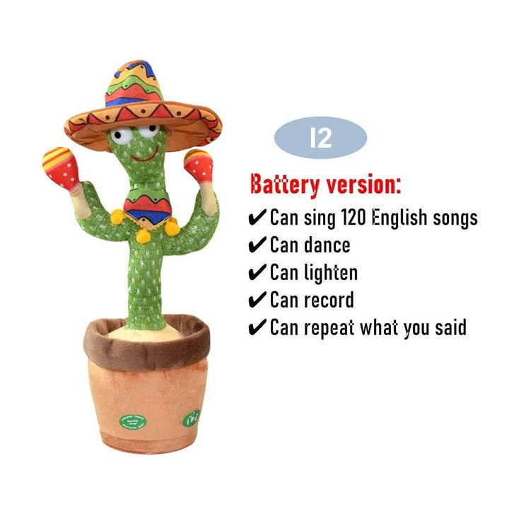 Dancing Cactus Repeat Talking Toy Electronic Plush Toys Can Sing Record Lighten Battery USB Charging Early Education Funny Gift - Brand My Case
