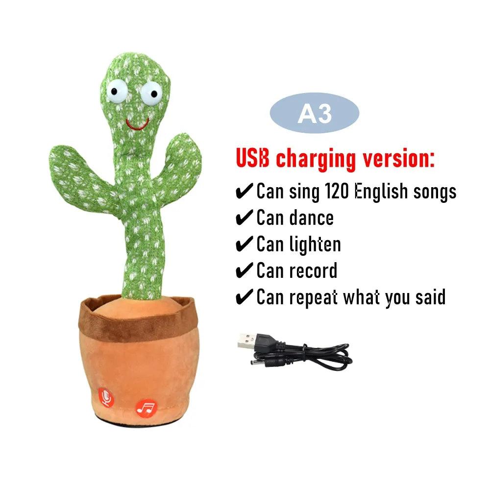 Dancing Cactus Repeat Talking Toy Electronic Plush Toys Can Sing Record Lighten Battery USB Charging Early Education Funny Gift - Brand My Case