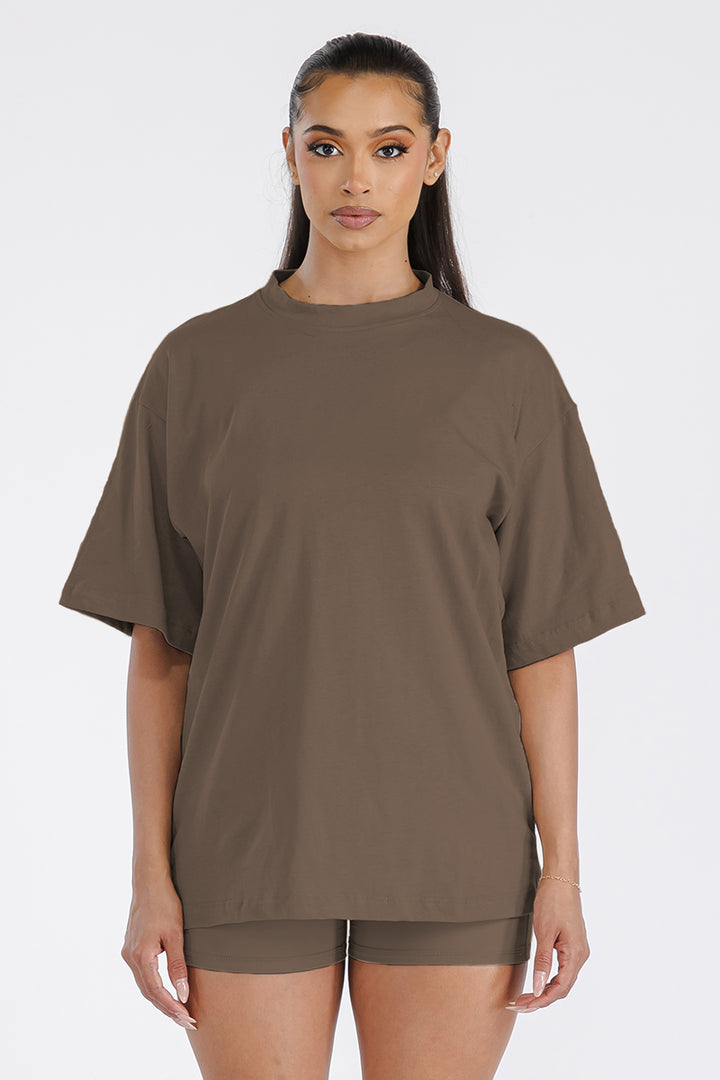 Übergroßes Boyfriend-T-Shirt mit überschnittenen Schultern für Damen