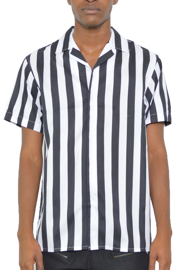 Mens Striped Print Button Down Shirt