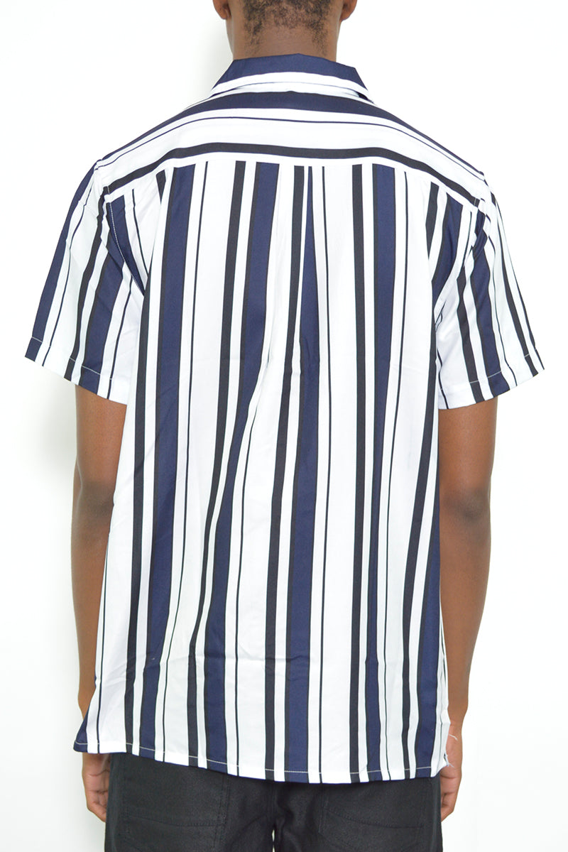 Mens Stripe Print Button Down Shirt