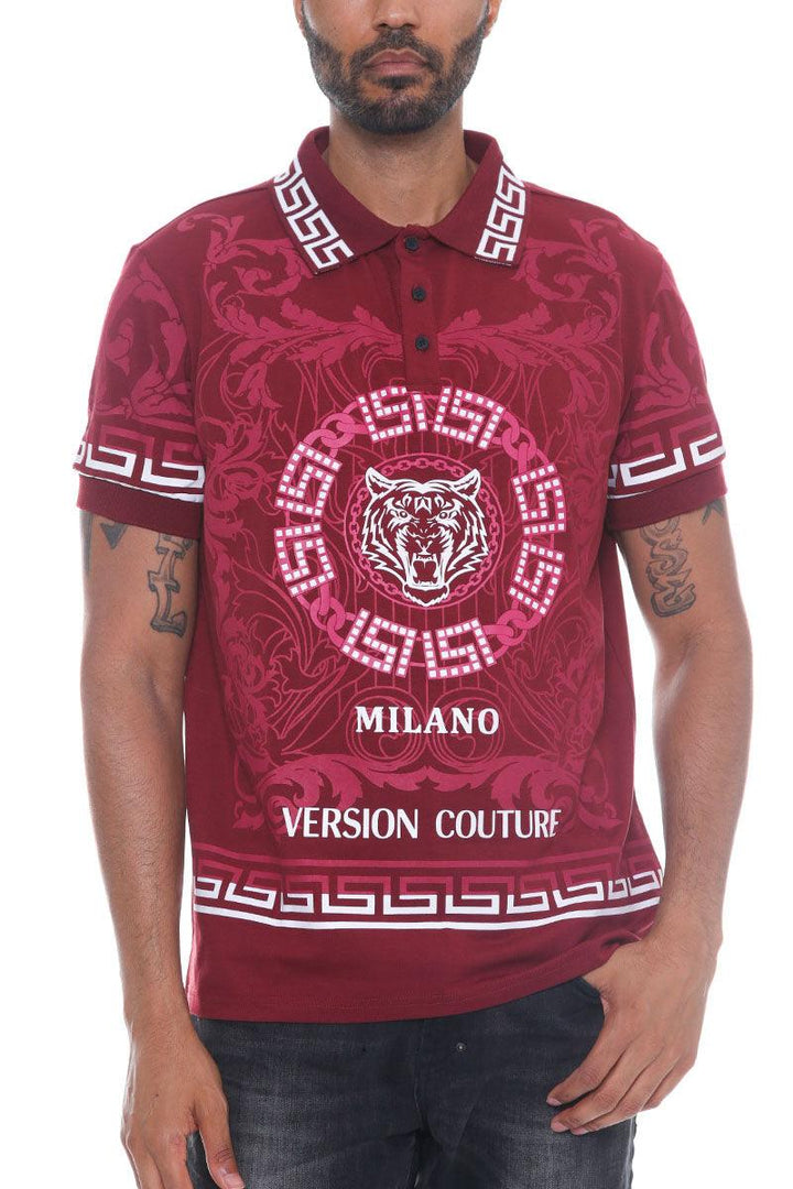 Italian Print Collared Polo Shirt - Brand My Case