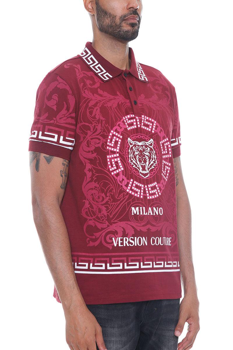 Italian Print Collared Polo Shirt - Brand My Case