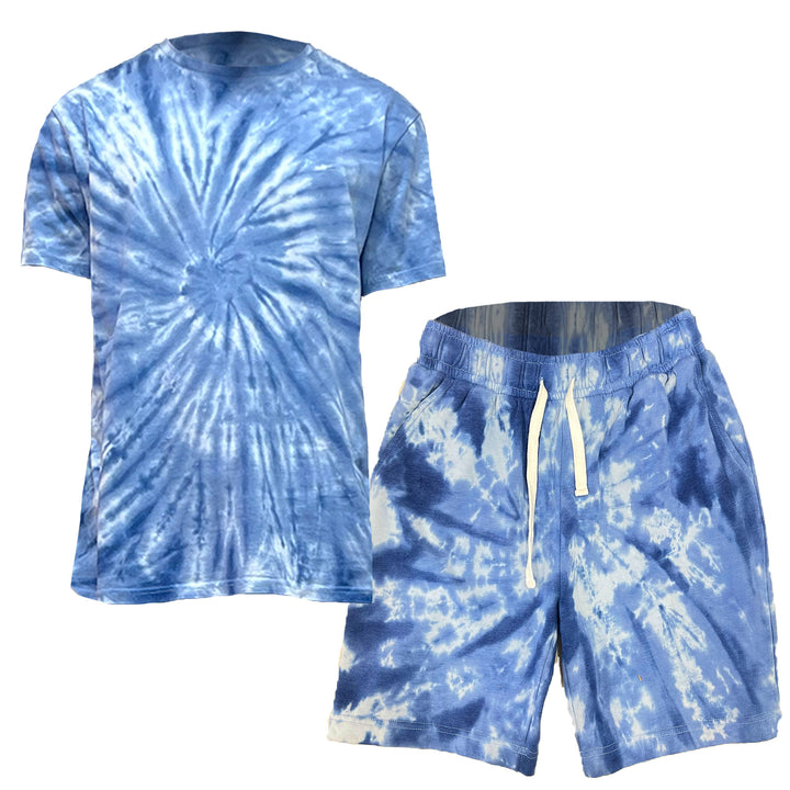 Set aus T-Shirt und Shorts mit Wirbel-Batikmuster