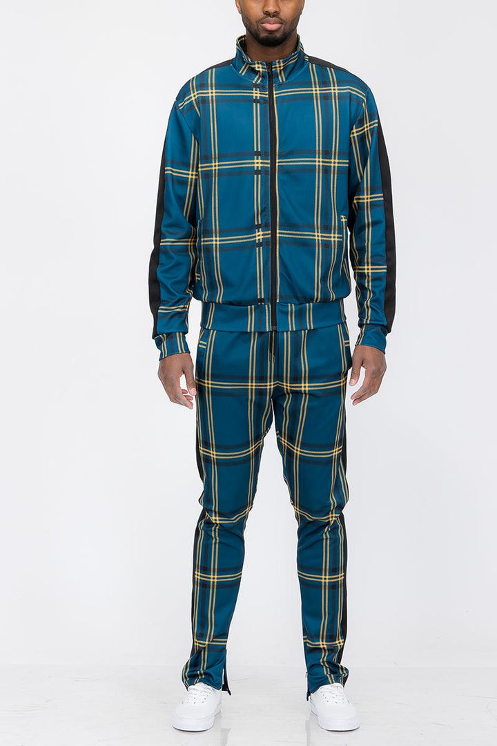 Plaid Track Jacket and Pant Set - Brand My Case