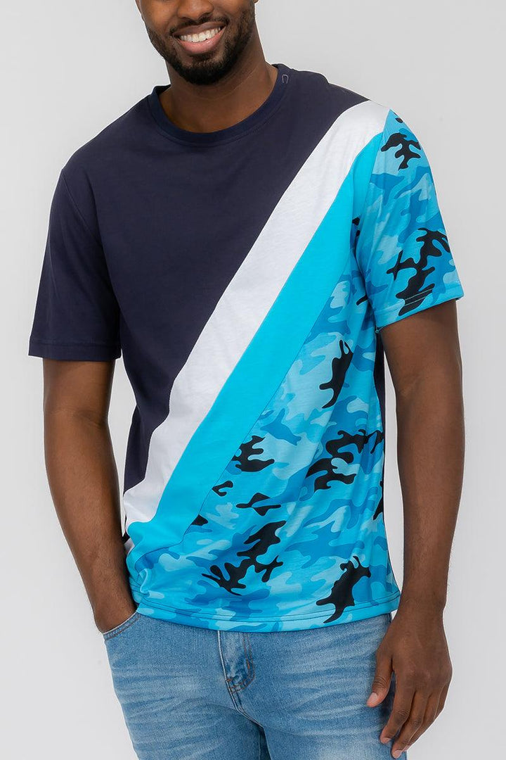 HALF CAMO COLOR BLOCK TSHIRT - Brand My Case