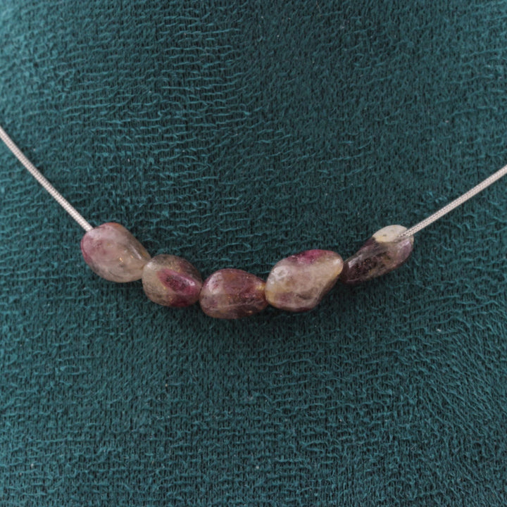 Rubellite Tourmaline from Brazil 5 beads necklace.