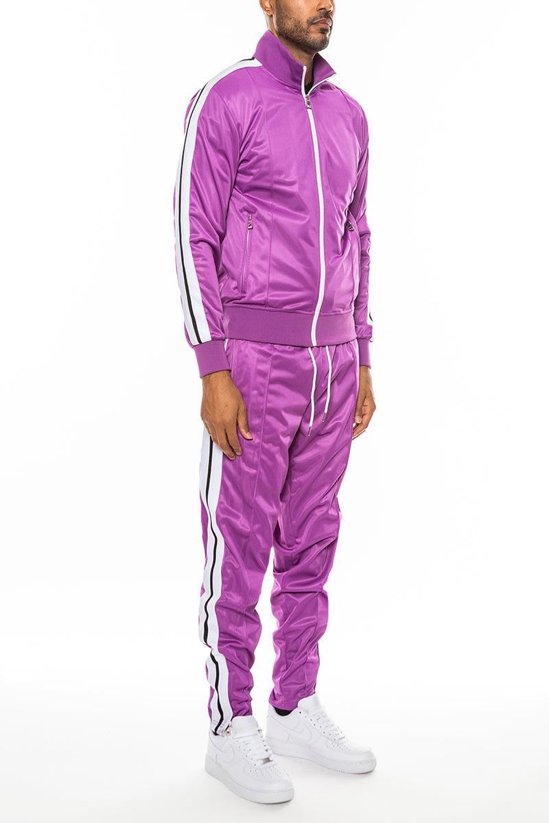 Striped Tape Front Pleat Track Suit - Brand My Case