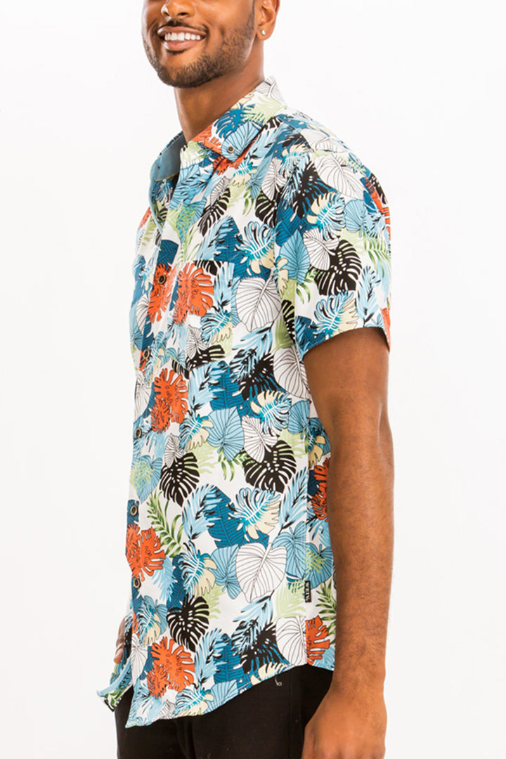 Button-Down-Hemd mit Hawaii-Print