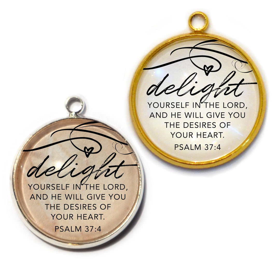 "Delight Yourself in the Lord" Psalm 37:4 Scripture Charm for Jewelry - Brand My Case