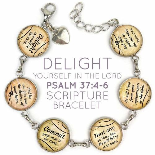 Delight Yourself in the Lord Scripture Bracelet - Psalm 37:4-6 Glass - Brand My Case