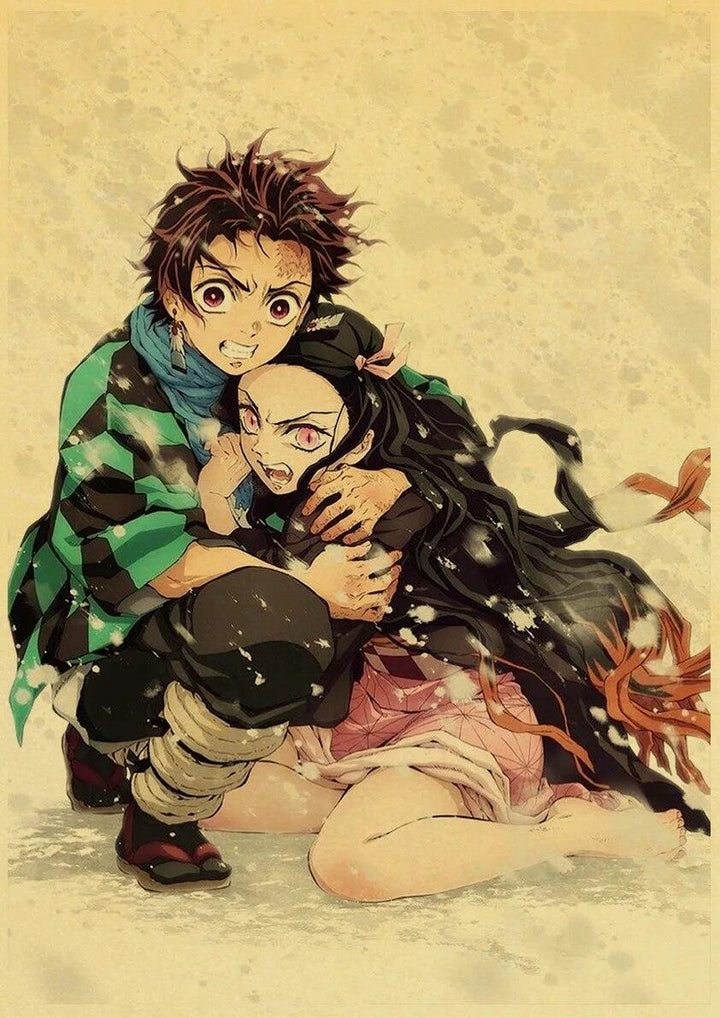 Demon Slayer: Kimetsu no Yaiba Tanjirou Nezuko Anime Poster Kraft Paper Vintage Posters Home Room Art Wall Stickers - Brand My Case