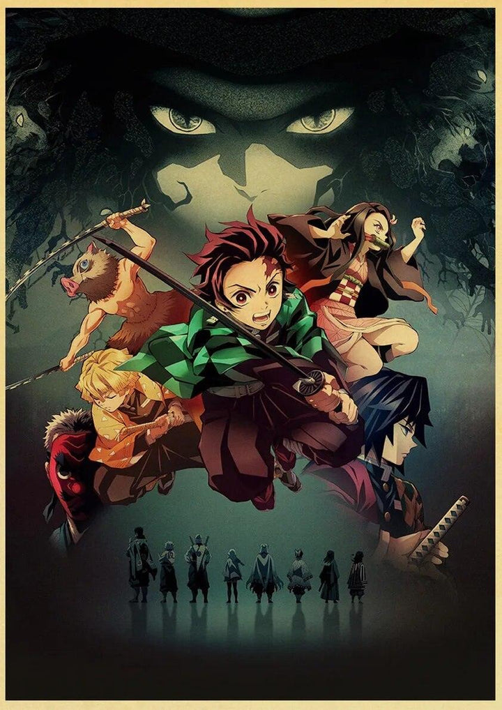 Demon Slayer: Kimetsu no Yaiba Tanjirou Nezuko Anime Poster Kraft Paper Vintage Posters Home Room Art Wall Stickers - Brand My Case