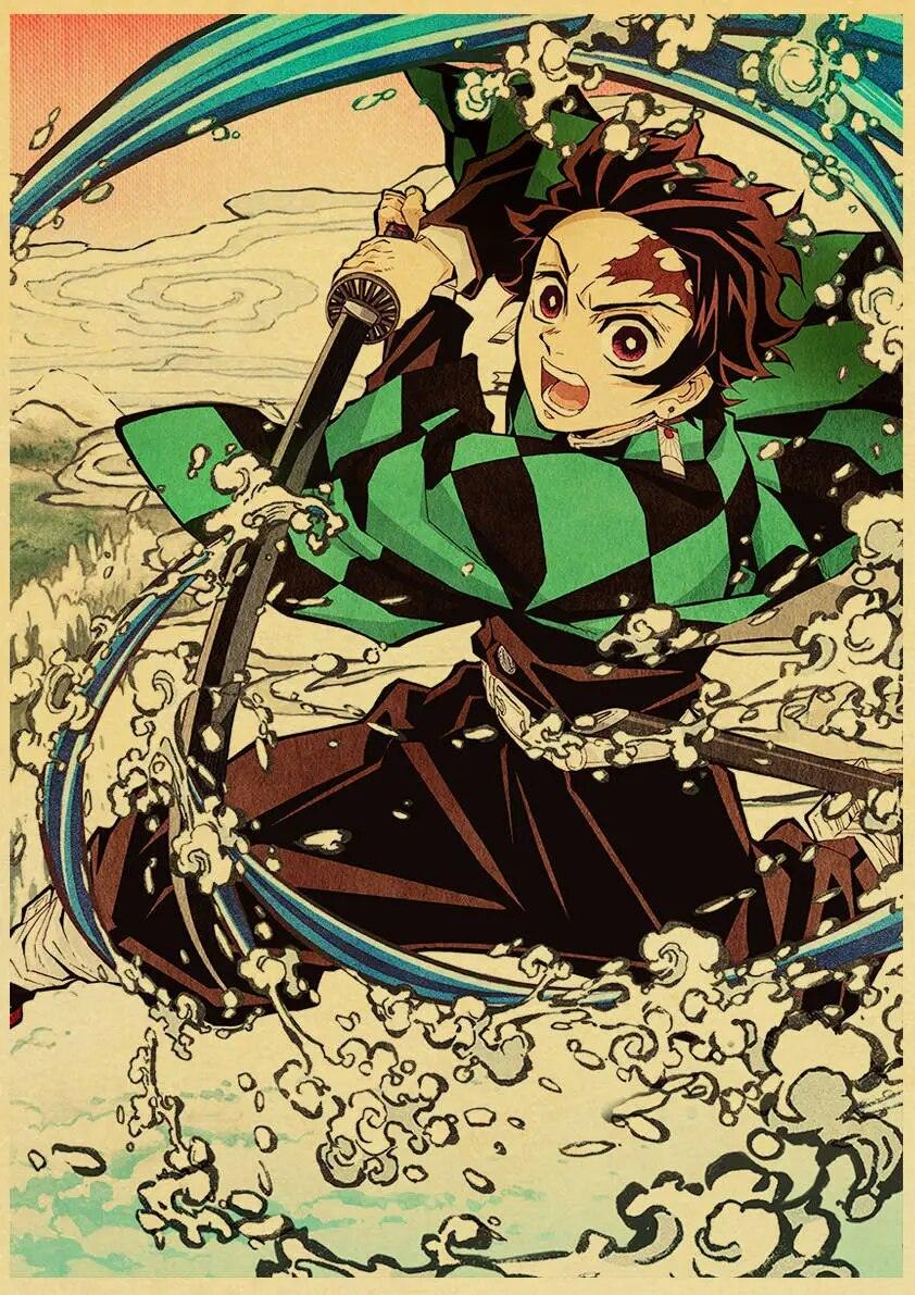 Demon Slayer: Kimetsu no Yaiba Tanjirou Nezuko Anime Poster Kraft Paper Vintage Posters Home Room Art Wall Stickers - Brand My Case