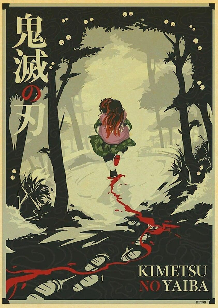 Demon Slayer: Kimetsu no Yaiba Tanjirou Nezuko Anime Poster Kraft Paper Vintage Posters Home Room Art Wall Stickers - Brand My Case