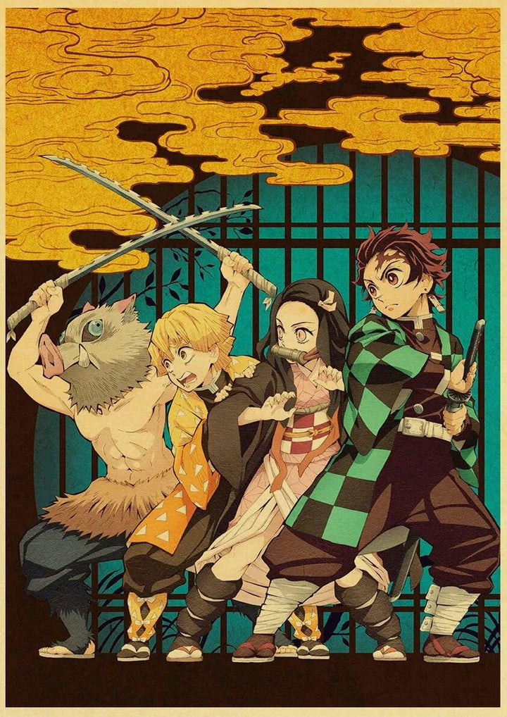 Demon Slayer: Kimetsu no Yaiba Tanjirou Nezuko Anime Poster Kraft Paper Vintage Posters Home Room Art Wall Stickers - Brand My Case