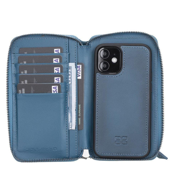 Detachable Leather Zipper Wallet Cases for Apple iPhone 12 Series - Brand My Case