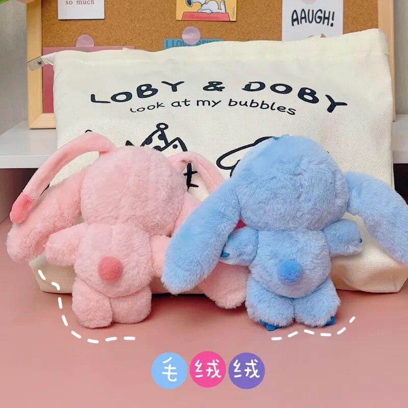 Disney 12cm Stitch and Angel Doll Bag Pendant Cartoon Anime Lilo & Stitch Plushies Keychains Birthday Gifts For Girl Child - Brand My Case