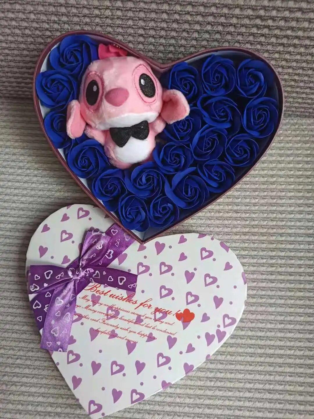 Disney Cartoon Lilo Stitch Plush Doll Toys Rose Bouquet Gift Box Stitch Flower Bouquet Home Decoration Valentine Christmas Gifts - Brand My Case