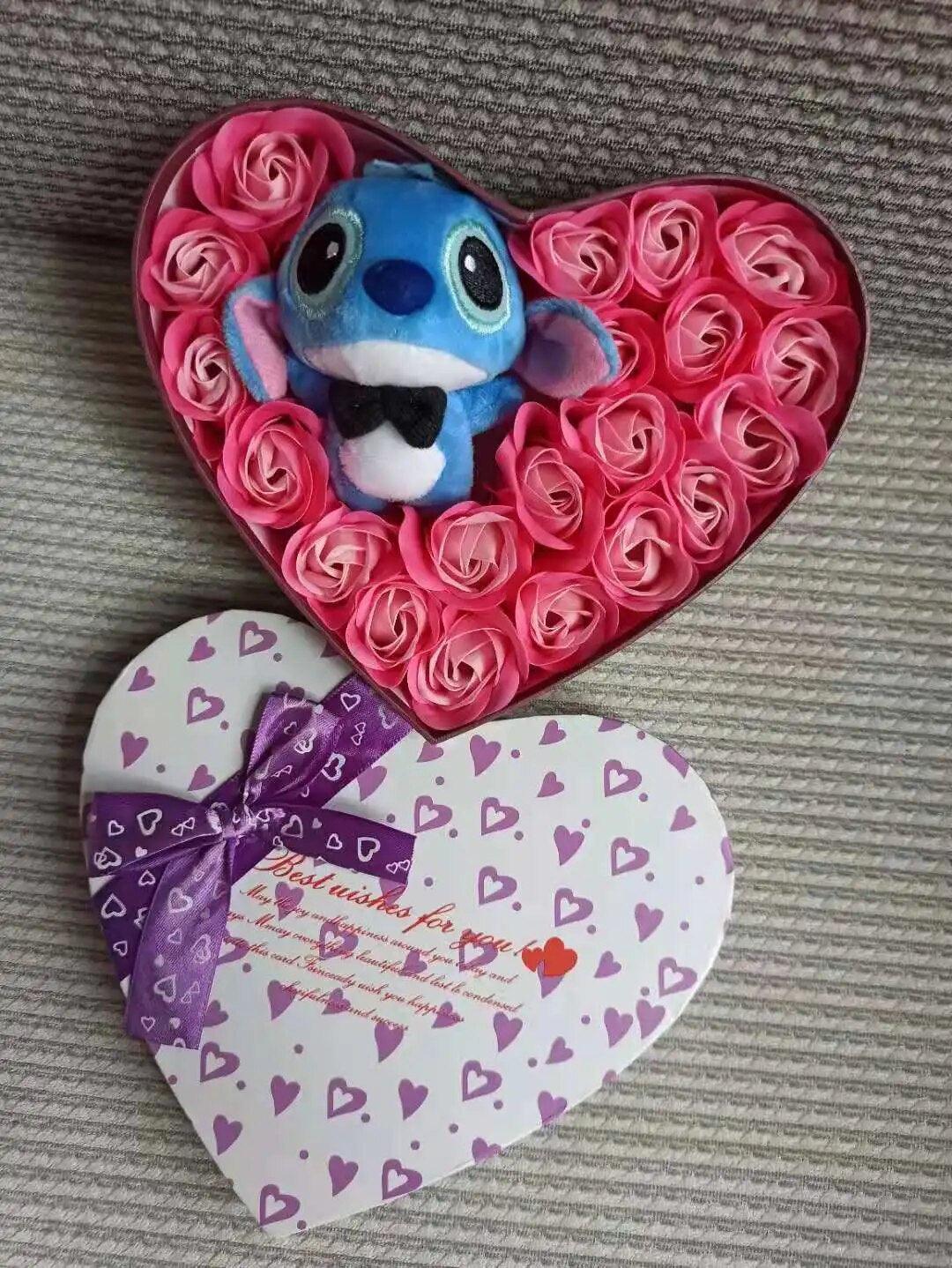 Disney Cartoon Lilo Stitch Plush Doll Toys Rose Bouquet Gift Box Stitch Flower Bouquet Home Decoration Valentine Christmas Gifts - Brand My Case