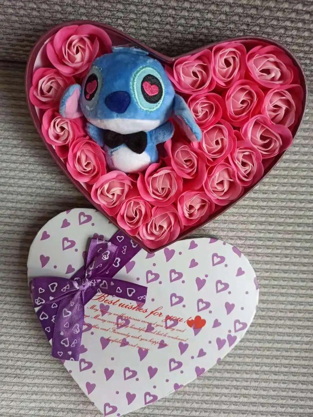 Disney Cartoon Lilo Stitch Plush Doll Toys Rose Bouquet Gift Box Stitch Flower Bouquet Home Decoration Valentine Christmas Gifts - Brand My Case