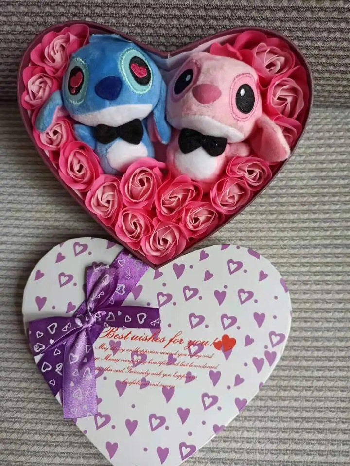 Disney Cartoon Lilo Stitch Plush Doll Toys Rose Bouquet Gift Box Stitch Flower Bouquet Home Decoration Valentine Christmas Gifts - Brand My Case