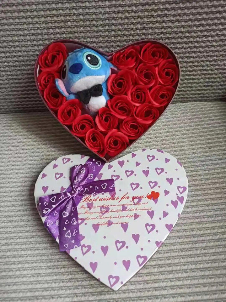 Disney Cartoon Lilo Stitch Plush Doll Toys Rose Bouquet Gift Box Stitch Flower Bouquet Home Decoration Valentine Christmas Gifts - Brand My Case