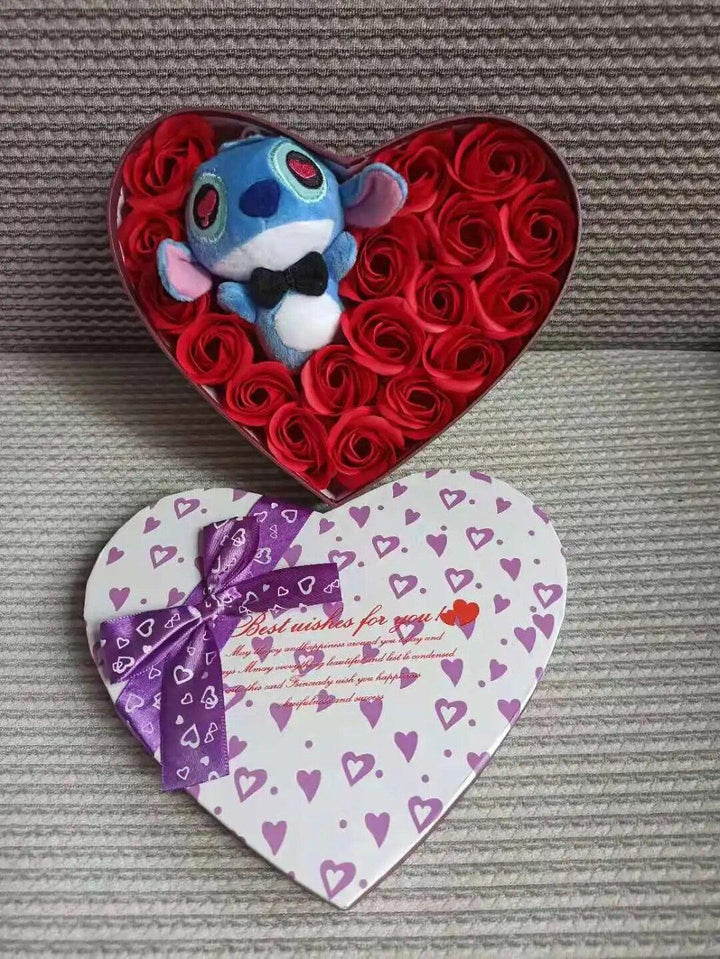 Disney Cartoon Lilo Stitch Plush Doll Toys Rose Bouquet Gift Box Stitch Flower Bouquet Home Decoration Valentine Christmas Gifts - Brand My Case