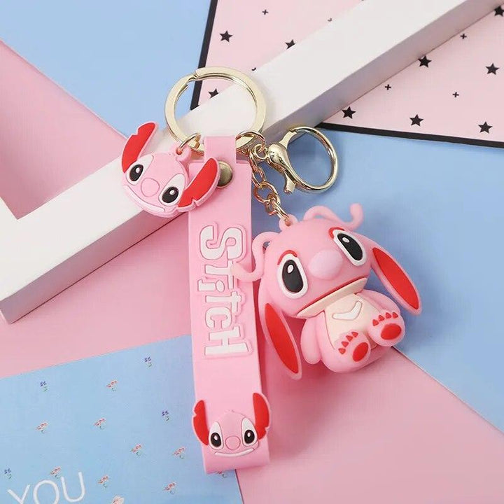 Disney Lilo & Stitch Toys Keychian Anime Stitch Pendant Keychain Sweet Pink Angel Keychians Women Car Keyring Girl Birthday Gift - Brand My Case
