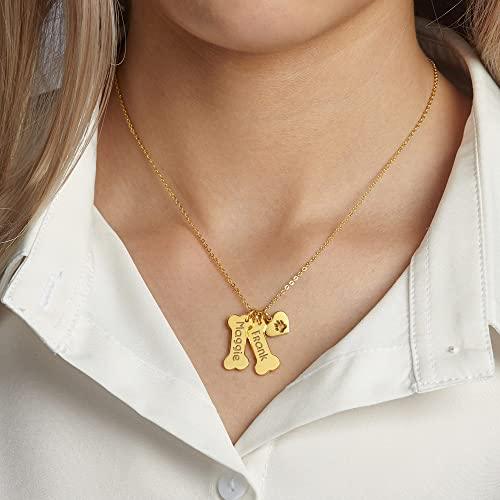 Dog Mom Necklace, Dog Lover Gift, Dog Bone Necklace, PawPrint Necklace - Brand My Case