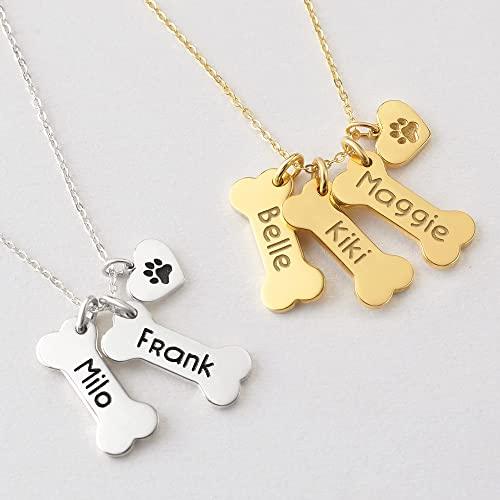 Dog Mom Necklace, Dog Lover Gift, Dog Bone Necklace, PawPrint Necklace - Brand My Case