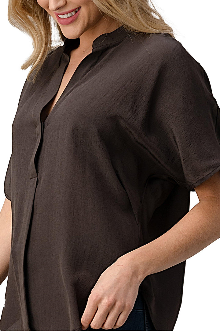 Dolman Sleeve Silk Solid Blouse Top - Brand My Case
