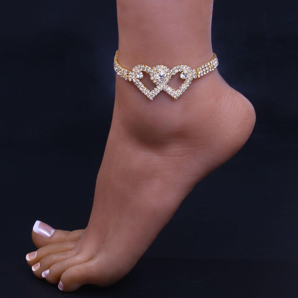 Double Heart Beach Ankles Jewelry Anklet Bracelet for Women - Brand My Case