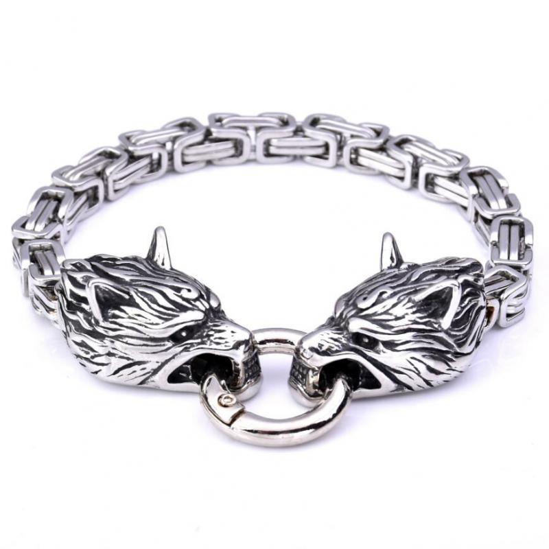 Double Wolf Head Bracelet - Brand My Case