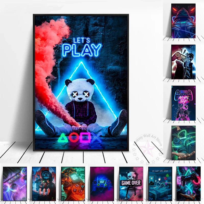 Eat Sleep Game Repeat Wall Art - Gaming Prints for Kids Room - Brand My Case