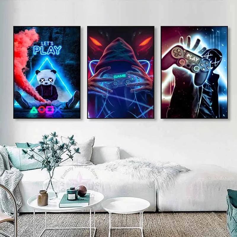 Eat Sleep Game Repeat Wall Art - Gaming Prints for Kids Room - Brand My Case