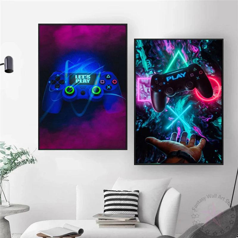 Eat Sleep Game Repeat Wall Art - Gaming Prints for Kids Room - Brand My Case