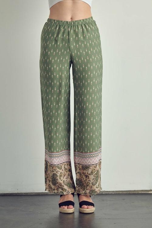 Elastic waist palazzo pants in ethnic print - Brand My Case
