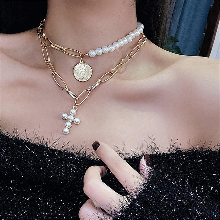 Elegant Big White Imitation Pearl Choker Necklace Clavicle Chain Fashion Necklace For Women Wedding Jewelry Collar 2021 New - Brand My Case